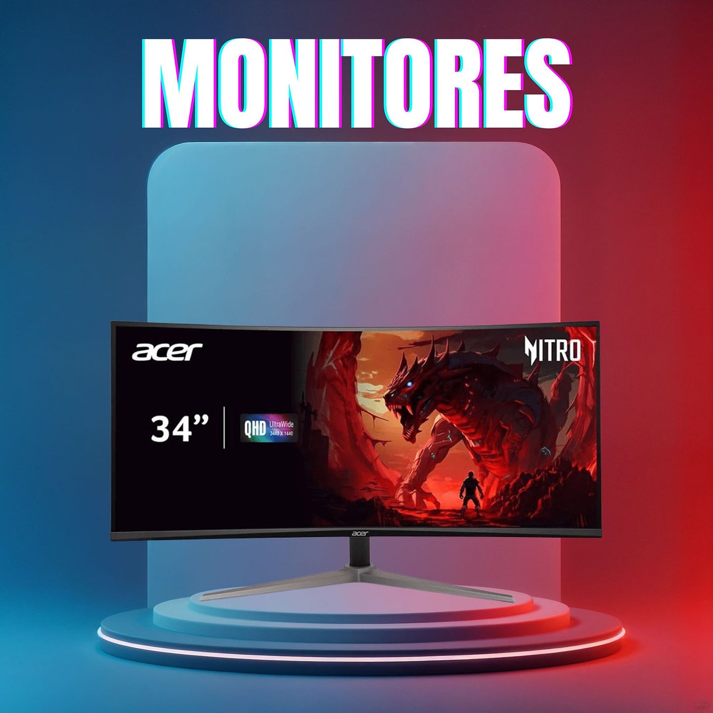 Monitor Acer 34” Curvo – Ultrawide 2K, 180Hz, 1ms VRB