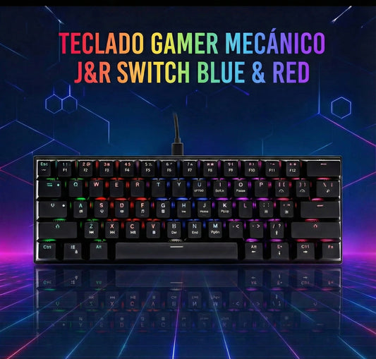 Teclado Gamer Mecánico Wy61 J&r Switch Blue y red